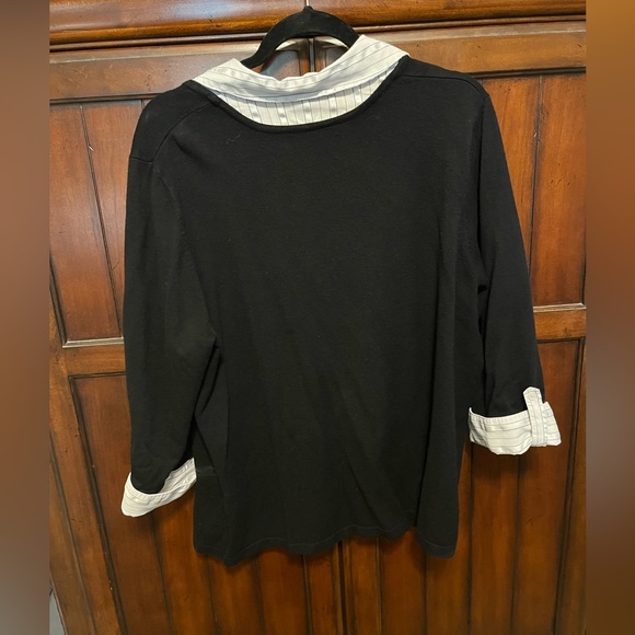 Lane Bryant size 18/20 sweater with built in collared shirt, black and white. - Picture 2 of 4